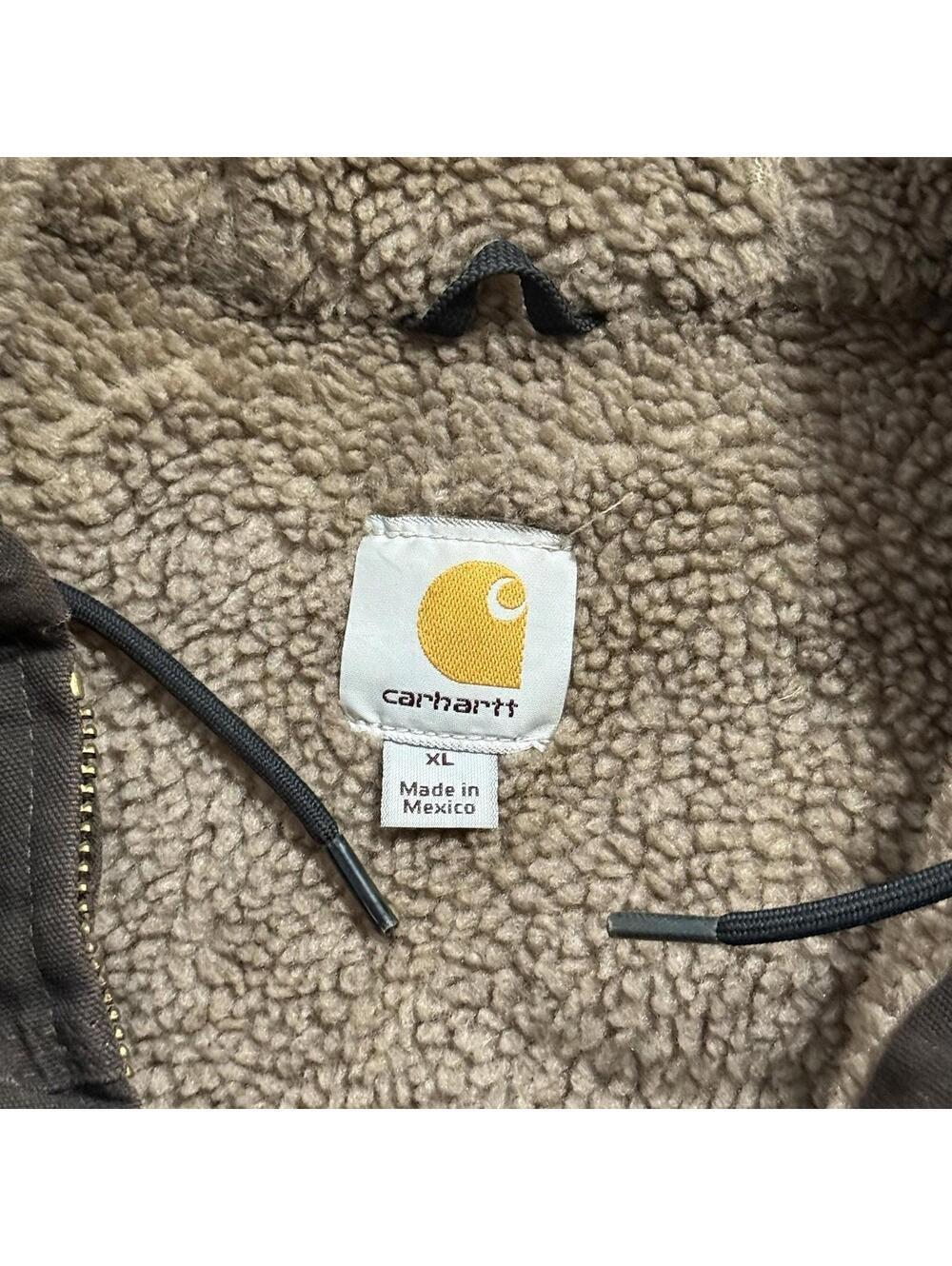 Carhart Coat C95 Dk Brown Duck Sherpa Lined Hooded Sandstone RIPCO Jacket Men XL - Picture 6 of 12